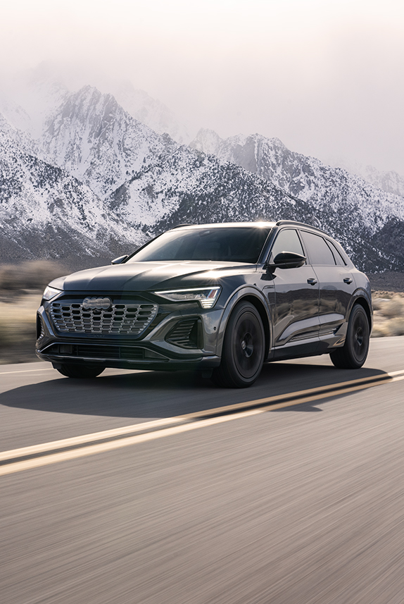 Front view of the Audi Q8 parked.