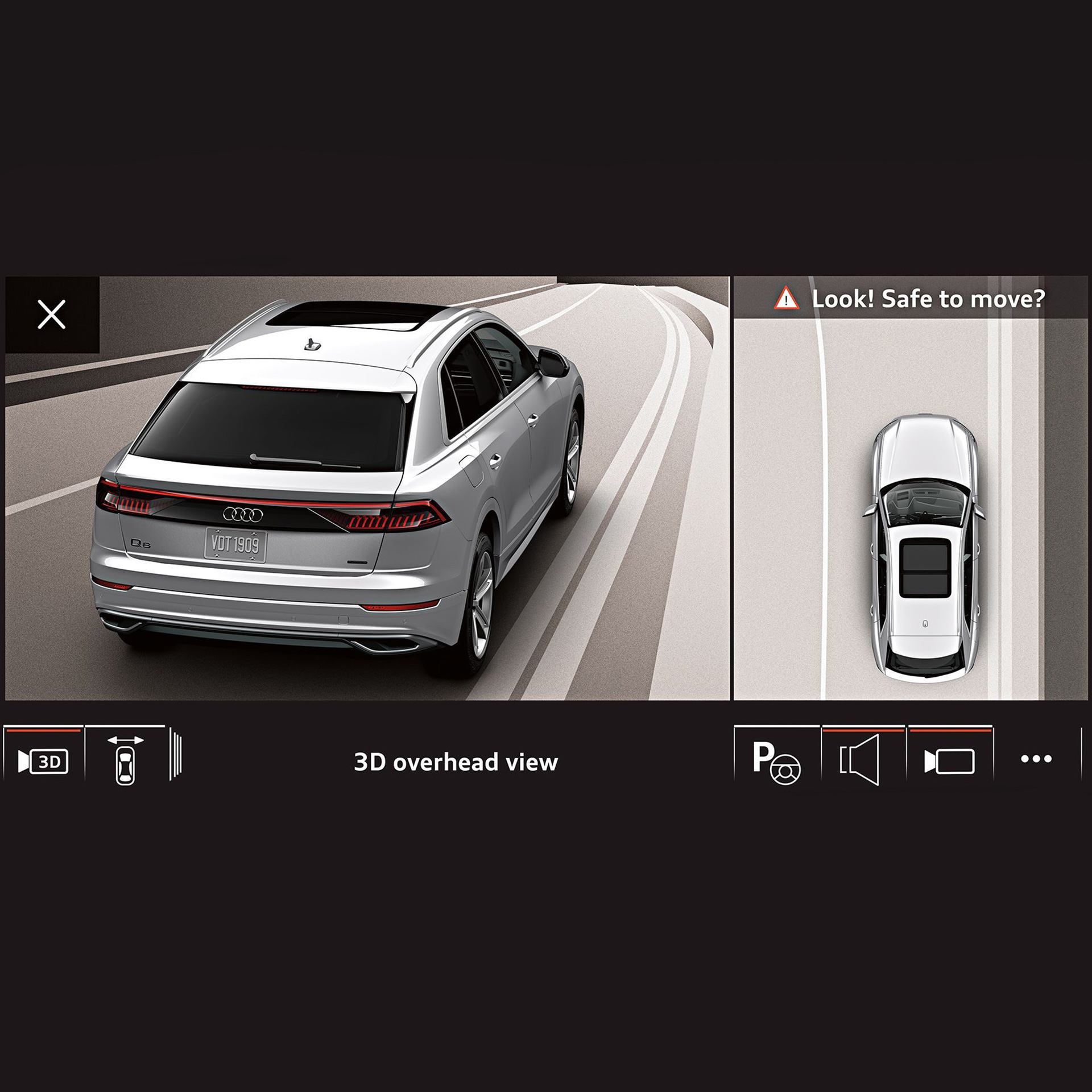 Close-up of the top view camera in the Audi e-tron®.